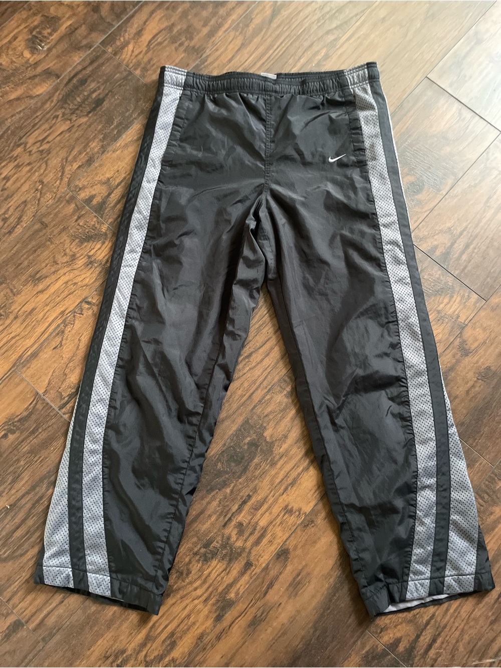 Nike Black Track Pants with Gray Side Stripes